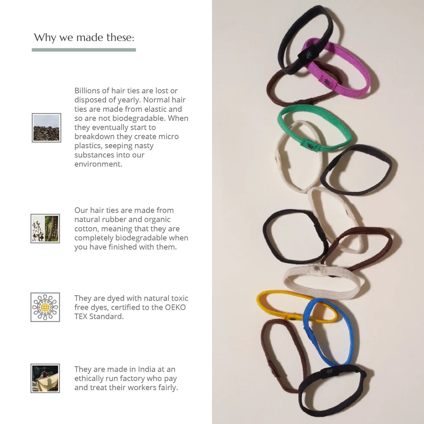 Plastic Free Hair Ties by Wild & Stone