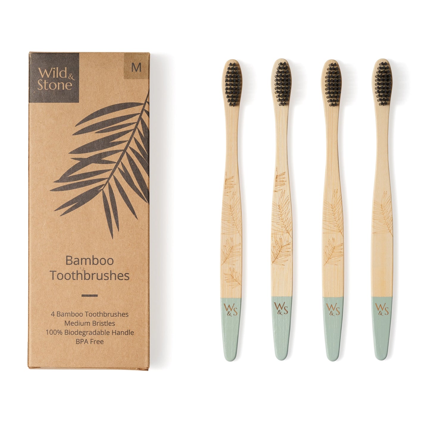 Bamboo Toothbrush - 4 Pack - Medium Bristles